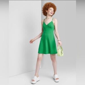 Wild Fable Women’s green ribbed Mini Skater dress size Large NWOT